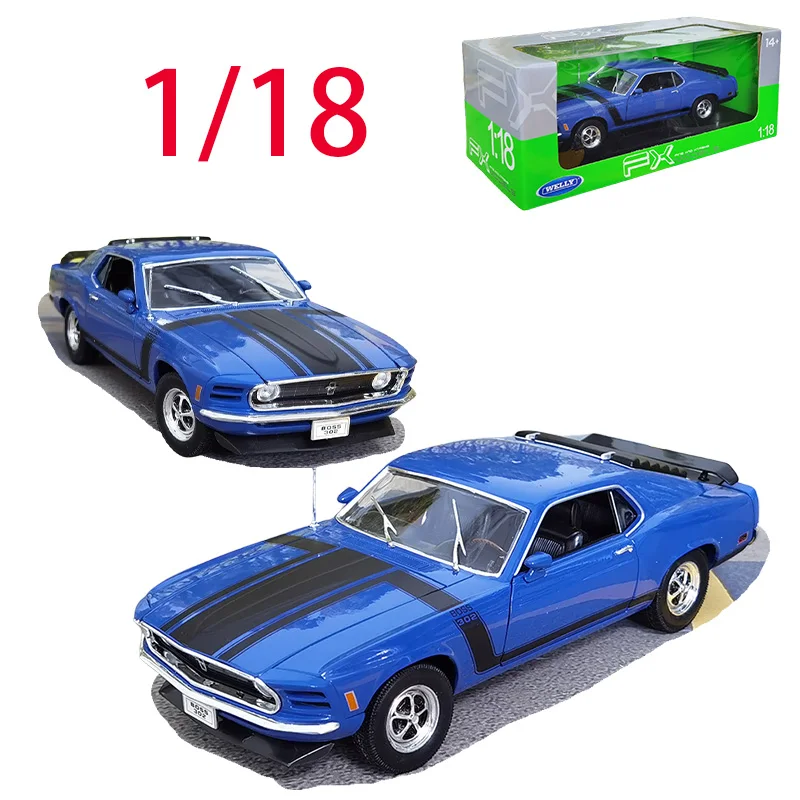 

Welly литой под давлением масштаб 1/18, модель автомобиля Ford из сплава Ford Mustang Boss 302, спортивный автомобиль, игровые транспортные средства, игрушки для мальчиков, оригинальная коробка