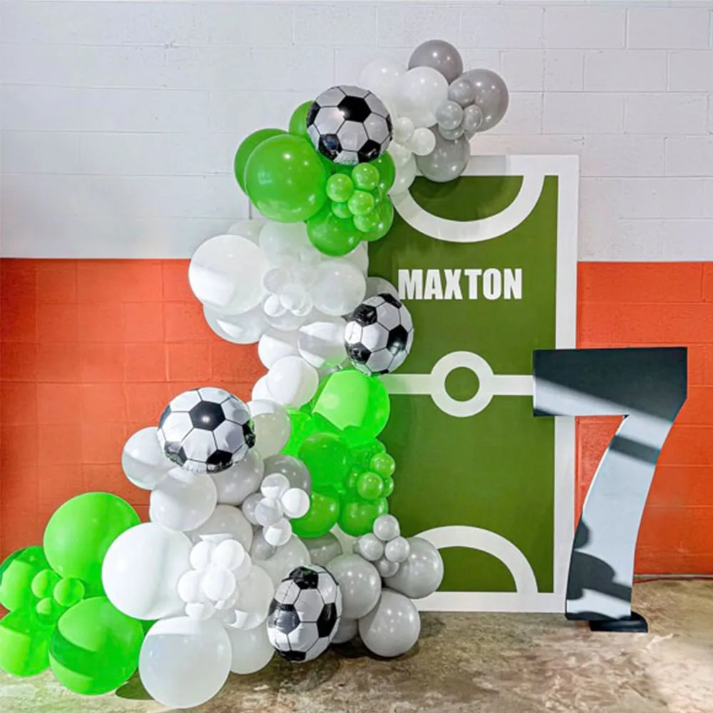 

116pcs Football Party Balloons Garland Arch Kit White Green Gray Latex Balloons Sports Theme Party Birthday Celebration Decor