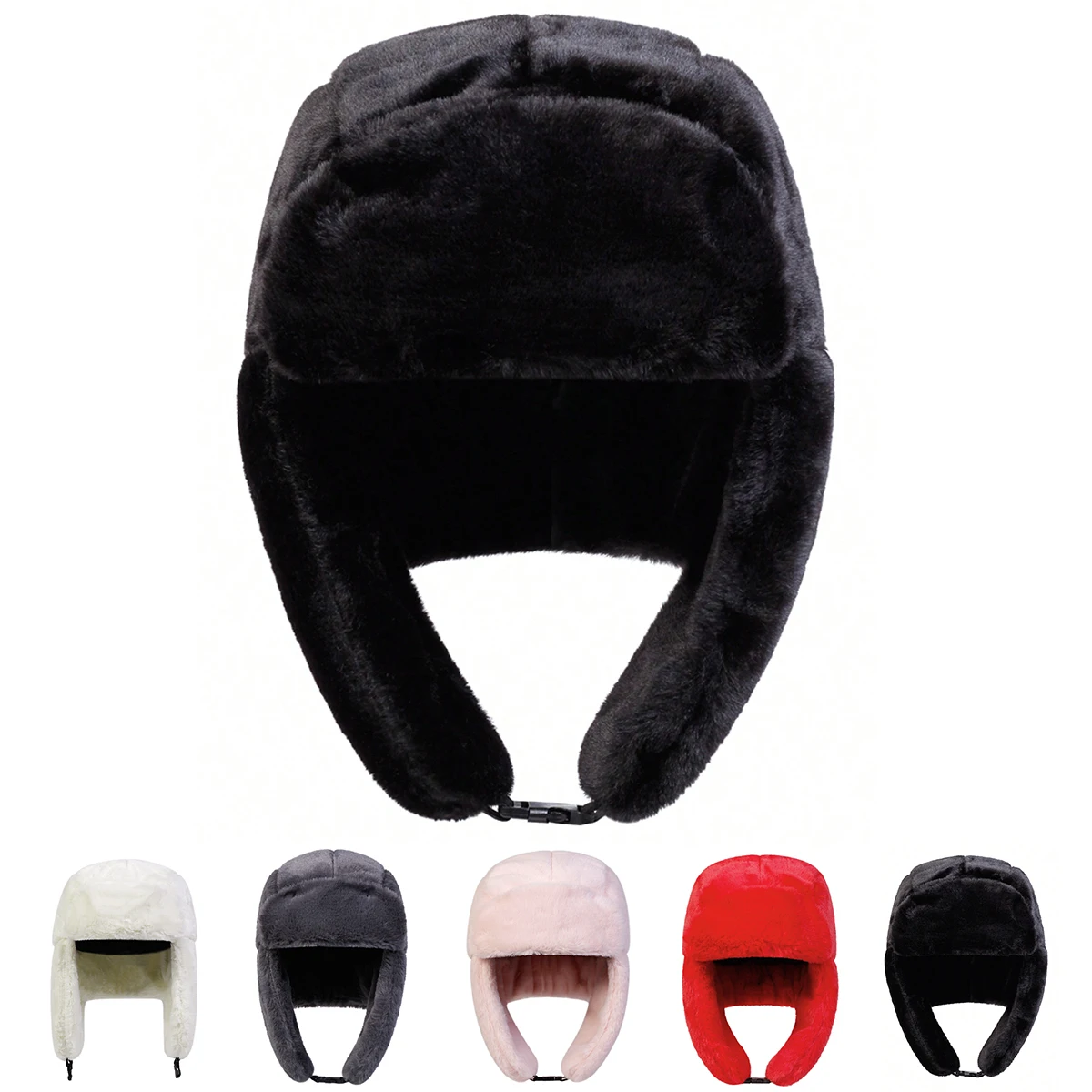 Unisex Solid color Winter Hat Earflap Hat Keep Warm Ski Hat Men Women Bomber Hats for Outdoor Riding and Snow Activities