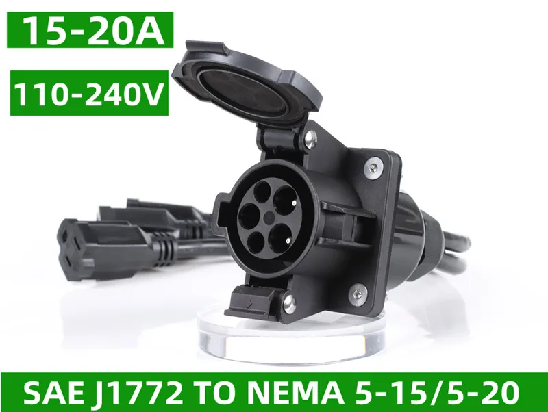 

220V J1772 Type1 Socket To NEMA 5-15/5-20 EV Charger Adapter With Cable for E-Bike/Scooter/One wheel