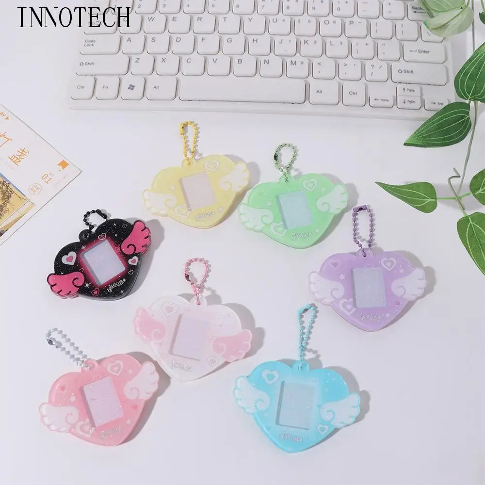 

С брелком, мини-держатель для фотокарт, акриловая крышка для карт, подвеска в виде сердца идола, защита для дисплея, подвесное украшение