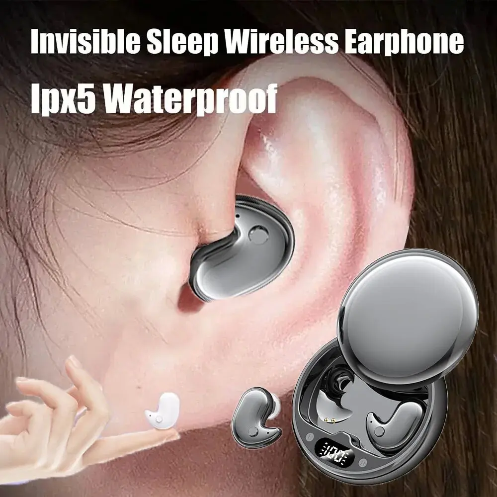 Sleep Earbuds Tiny Mini Invisible Headphones Hidden Noise Reduction TWS Wireless Headsets Sports Stereo Bluetooth 5.3 Earphones