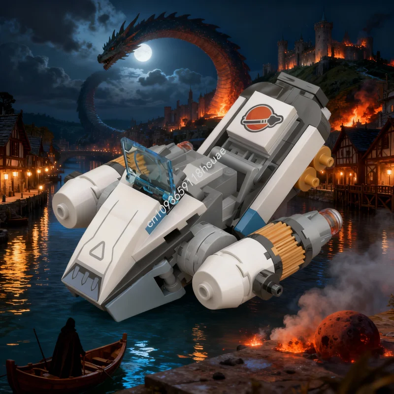 103pcs MOC Space Patrolcraft Model Building Blocks Architecture Toys DIY Creative Idea Christmas Gifts Education Brick Kids