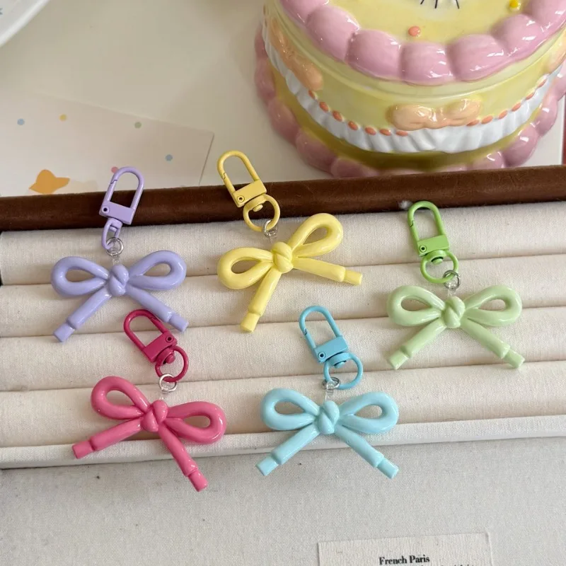 

Sweet Candy Color Keychain Organizer for Girl Y2K Cute American Key Holder Bow Earphone Scrapbook Bag Keychain Pendant Kids Gift