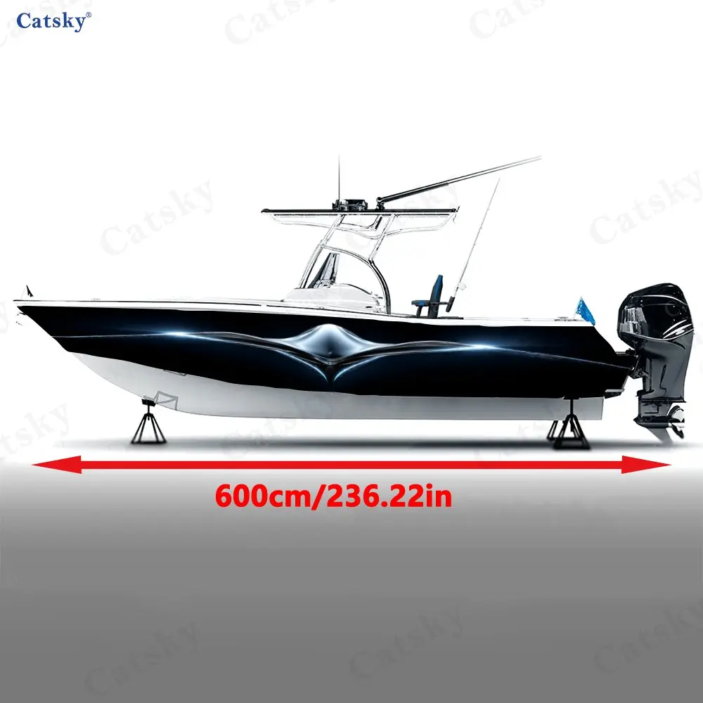 Metallic Texture Feathered Wings Boat Stickers, PVC Waterproof Vinyl Wrap Decals for Fishing Boats, Durable and Stylish Design