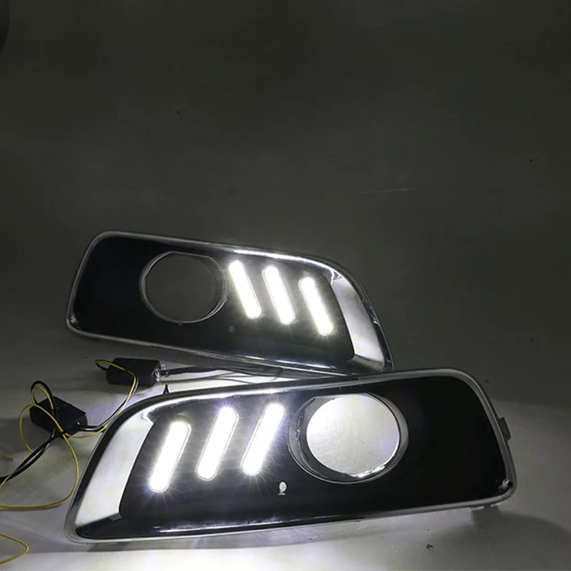 2 sztuk LED światła dzienne DRL lampa przeciwmgielna dla Chevrolet Chevrolet Malibu 2011 2012 2013 2014 2015 z żółty sygnał