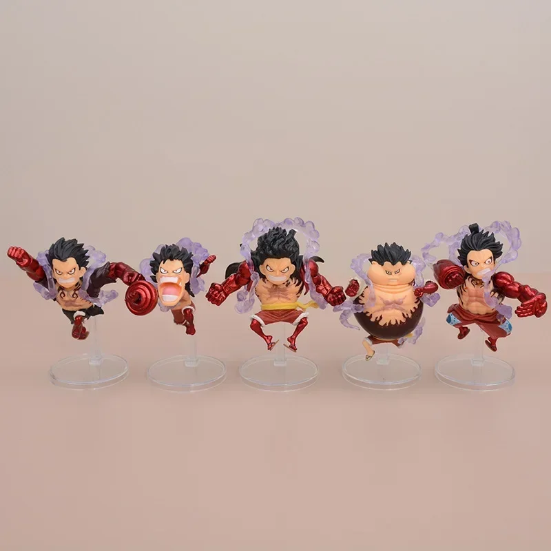 

5pcs/Set One Piece Anime Luffy Funny Doll Gear Fourth Luffy PVC Action Model Ornaments Peripheral Dolls Kid Desk Decoration