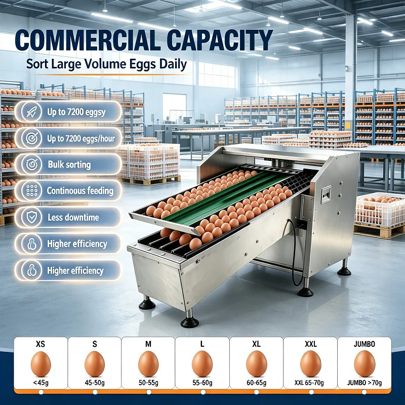 High Accuracy Egg Grader Machine Digital Scale 2000 Eggs/H Food Grade Sorter Customized for Chicken Duck Farm
