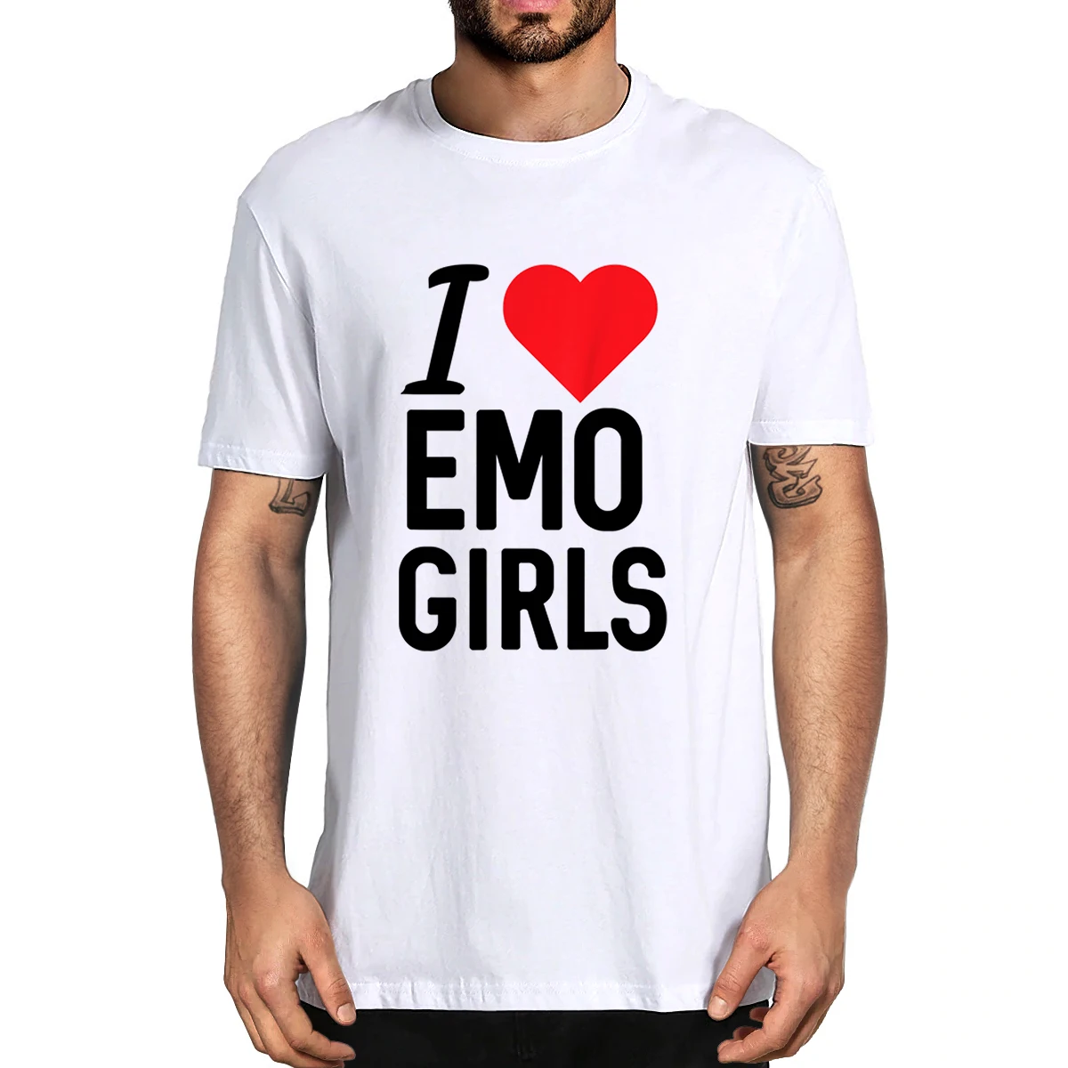 100% de algodón I LOVE HEART EMO GIRLS, camiseta divertida novedosa para hombre, ropa de calle informal para mujer, camiseta suave, regalo de moda de verano talla europea