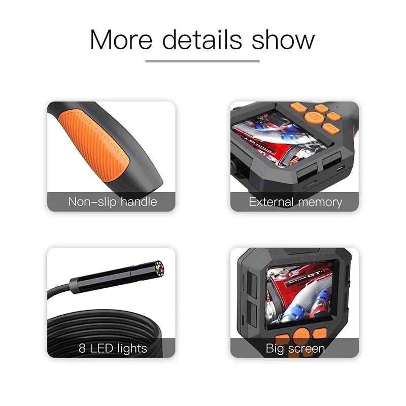 産業用内視鏡カメラ,1080インチ,2.4インチ,2.8インチ,IPS,100メートルケーブル,パイプ,下水道ボアスコープ,6 LED