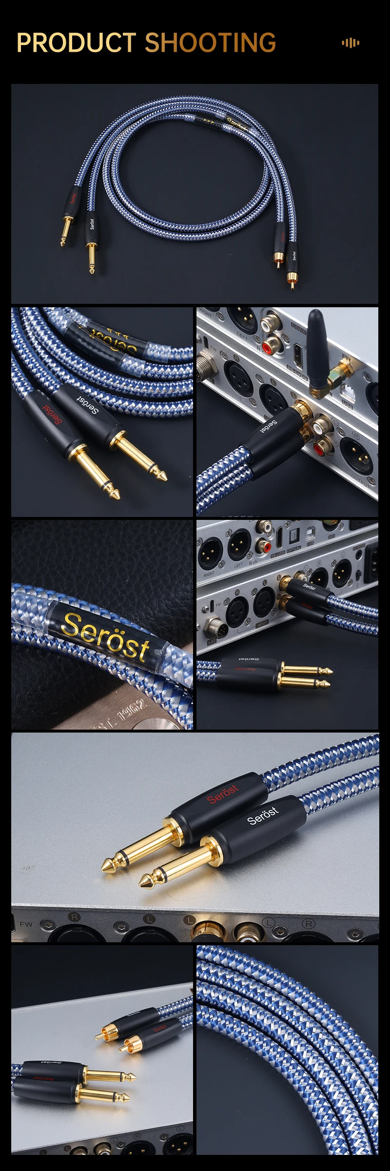 Serost StarPro HiFi Versilbertes OFC-Sauerstofffreies Kupfer-Audio-Adapterkabel 6,5mm auf RCA-Buchse für Lautsprecher, Verstärker, Mischpult – Detail 11