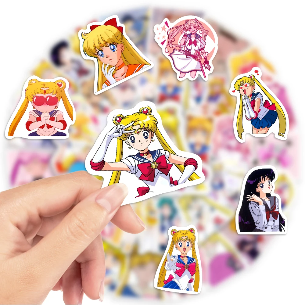Anime Girl Stickers Kawaii Yellow Hair Girls DIY for Laptop Luggage Phone Scooter Funny Vinyl Decal for Kids Children Waterproof view 6
