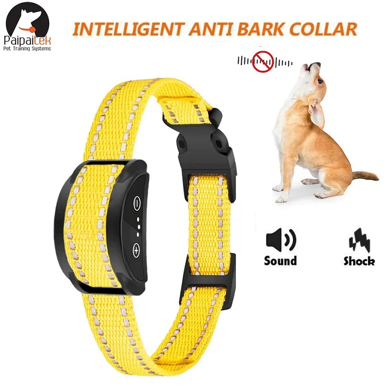 Collier électrique Anti-aboiement pour chien, dispositif automatique Anti-aboiement pour chien, Rechargeable, étanche, collier d'entraînement pour chiens
