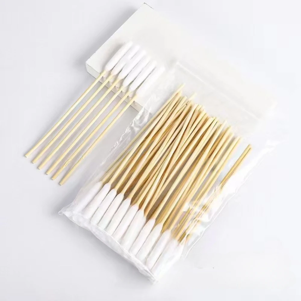 

50/100/300/500/900/1000pcs Cylindrical cotton swab， Cotton Swab With Long Wooden Sticks For Ear Cleaning Supply，tattoo，makeup