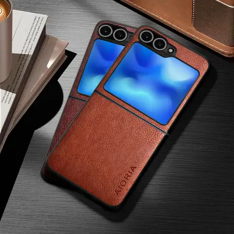 Stylish Case for Samsung Galaxy Z Flip 7 FE 6 5 4 3 funda business style durable pu leather cover for flip7 phone case coque