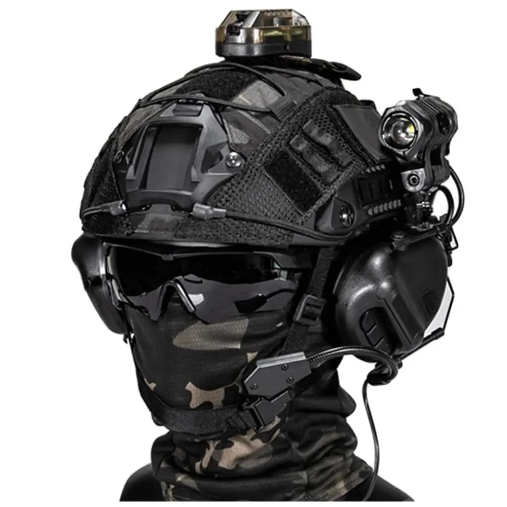 

Outdoor Tactical Helmet Set with Protective Mask Headset NVG Mount Goggles Tactical Flashlight for Airsoft Paintball Shooting