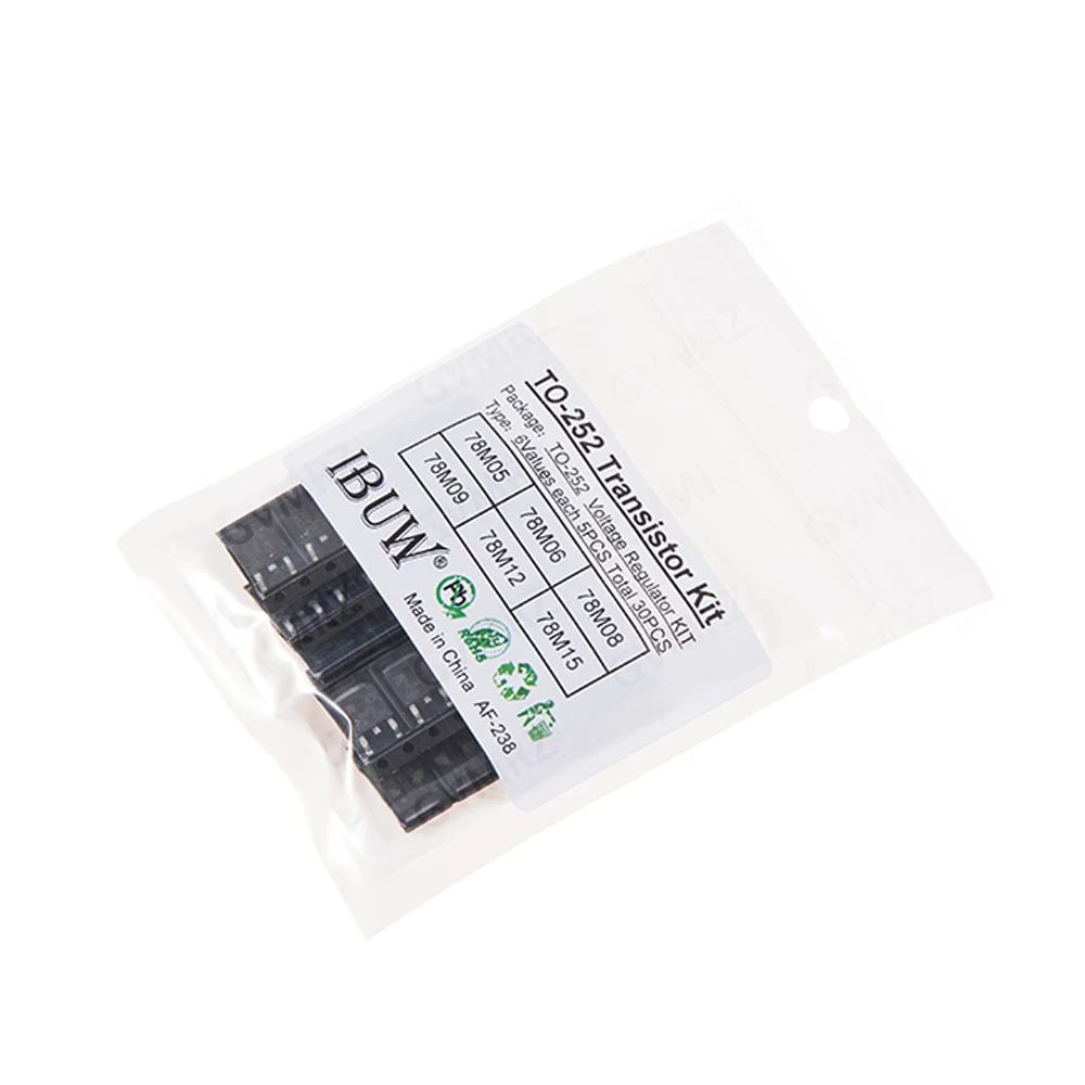 30PCS 6Values TO-252 Transistor Kit (78M05/78M12/78M15) Voltage Regulator for DIY Electronic Power Supply 78M06/78M08/78M09