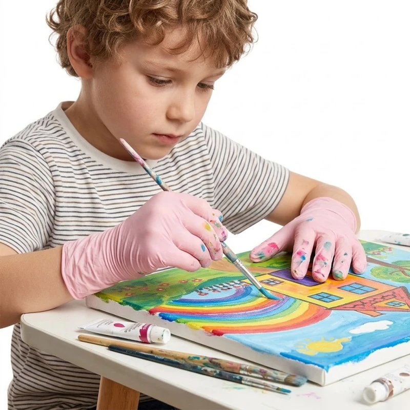 Einweg-Handschuhe für Kinder von 4-12 Jahren, 3 Mil Latexfrei, Puderfrei, Schutzhandschuhe für Basteln, Malen, Festivals und Gartenarbeit – Detail 7