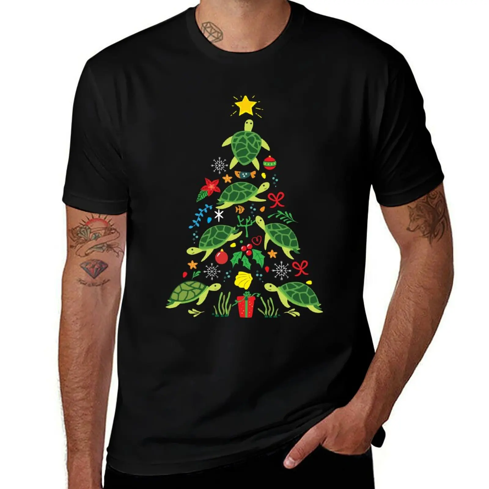 Sea Turtle Christmas Tree Ornament T-Shirt man t shirt summer T-Shirt