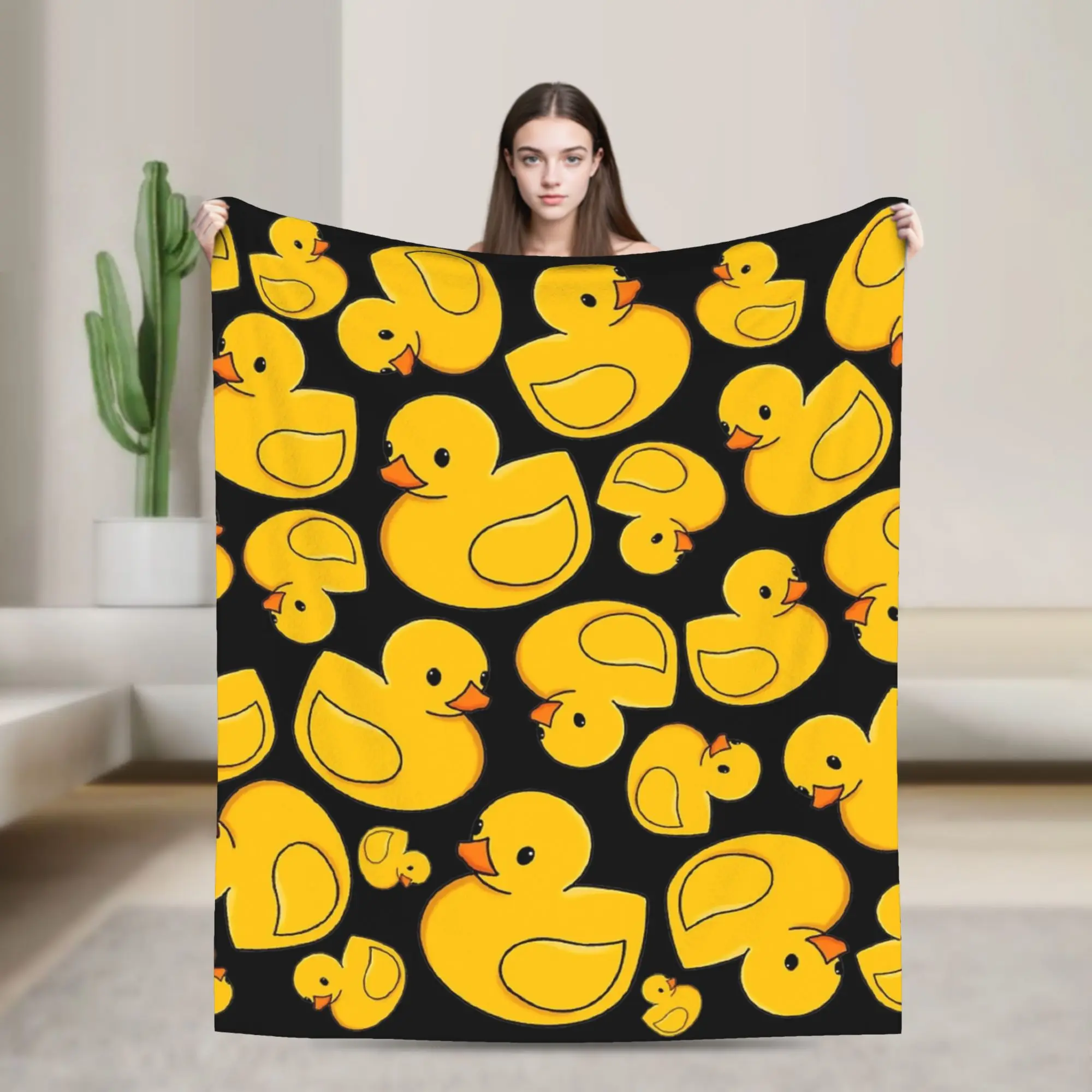 Rubber Ducky Cute Baby Knitted Blanket Yellow Duck Wool Throw Blanket Home Couch Printed Soft Warm Bedspreads