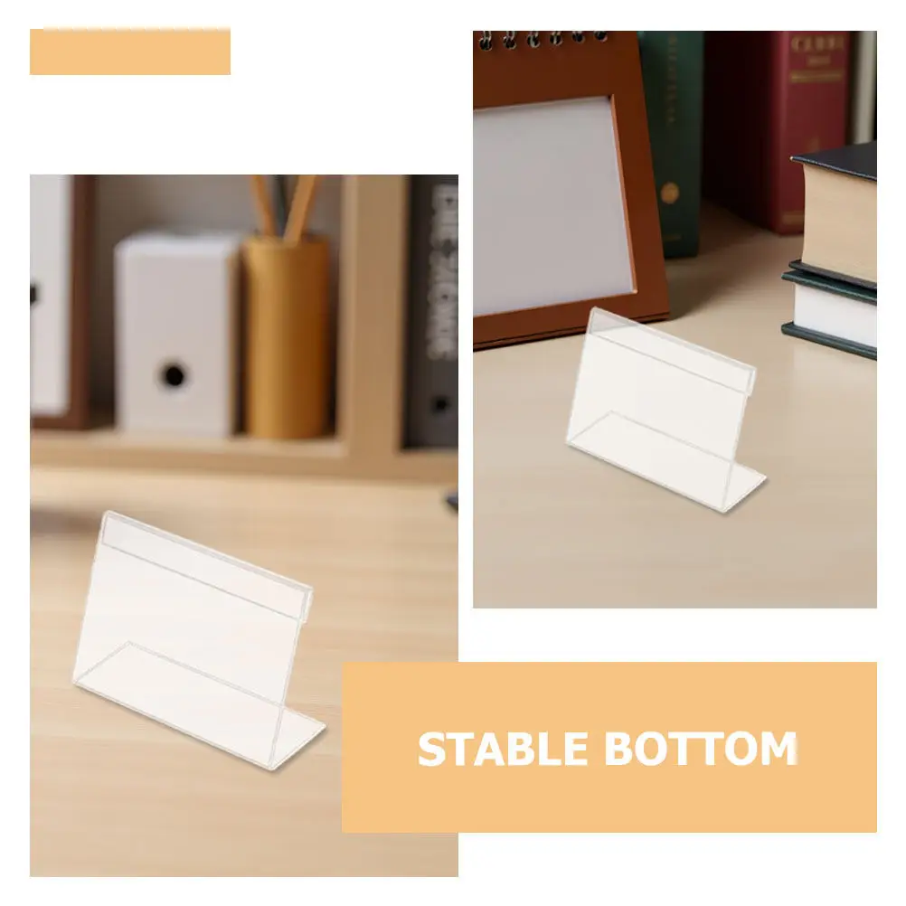 30Pcs Clear Acrylic Price Tag Holders L-Shaped Counter Stand Display Retail Label Sign Display Acrylic Sign Holder