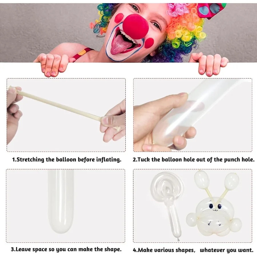 260 بالونة واضحة سماكة بالونات طويلة لربط قوس التواء اللاتكس الحيوانات ماجيك النمذجة نحيل بالونة عيد ميلاد لكي