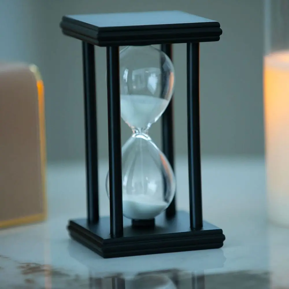 

Large 30 Minutes Hourglass Sand Timer White Sand Vintage Sand Clock Black Wooden Sandglass Timer Living Room Decor