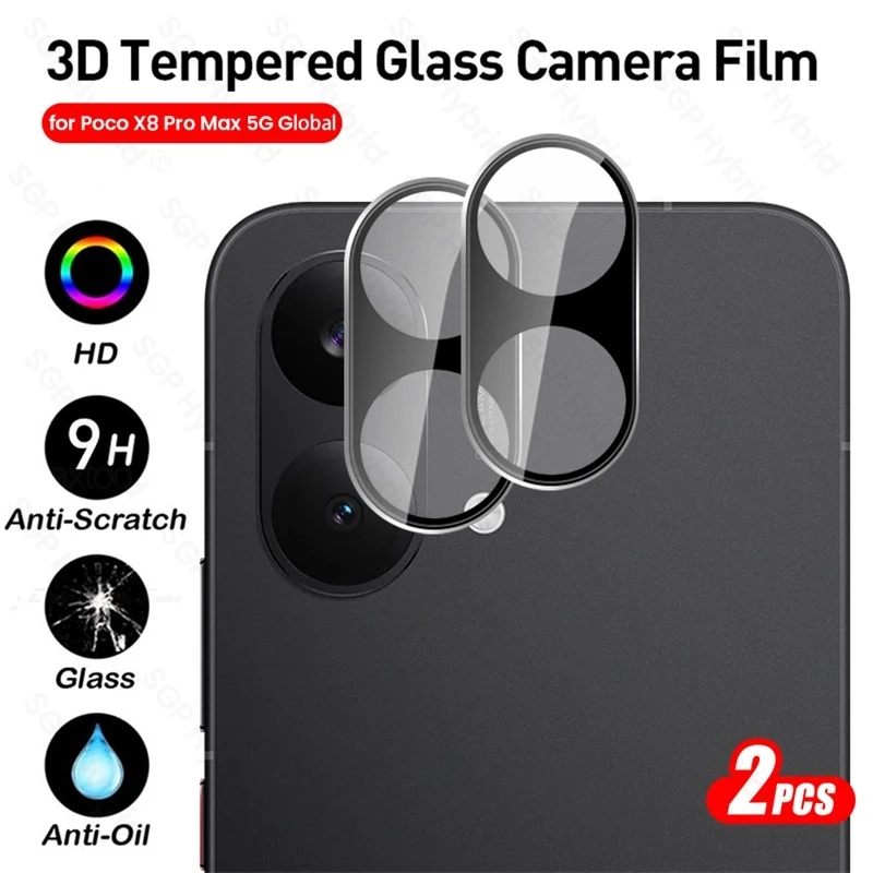 

for Poco X8 Pro Max 5G 2Pcs Black 3D Camera Protective Glass Poko Little X8Pro X8ProMax 5G 9H Curved Lens Film on PocoX8 ProMax