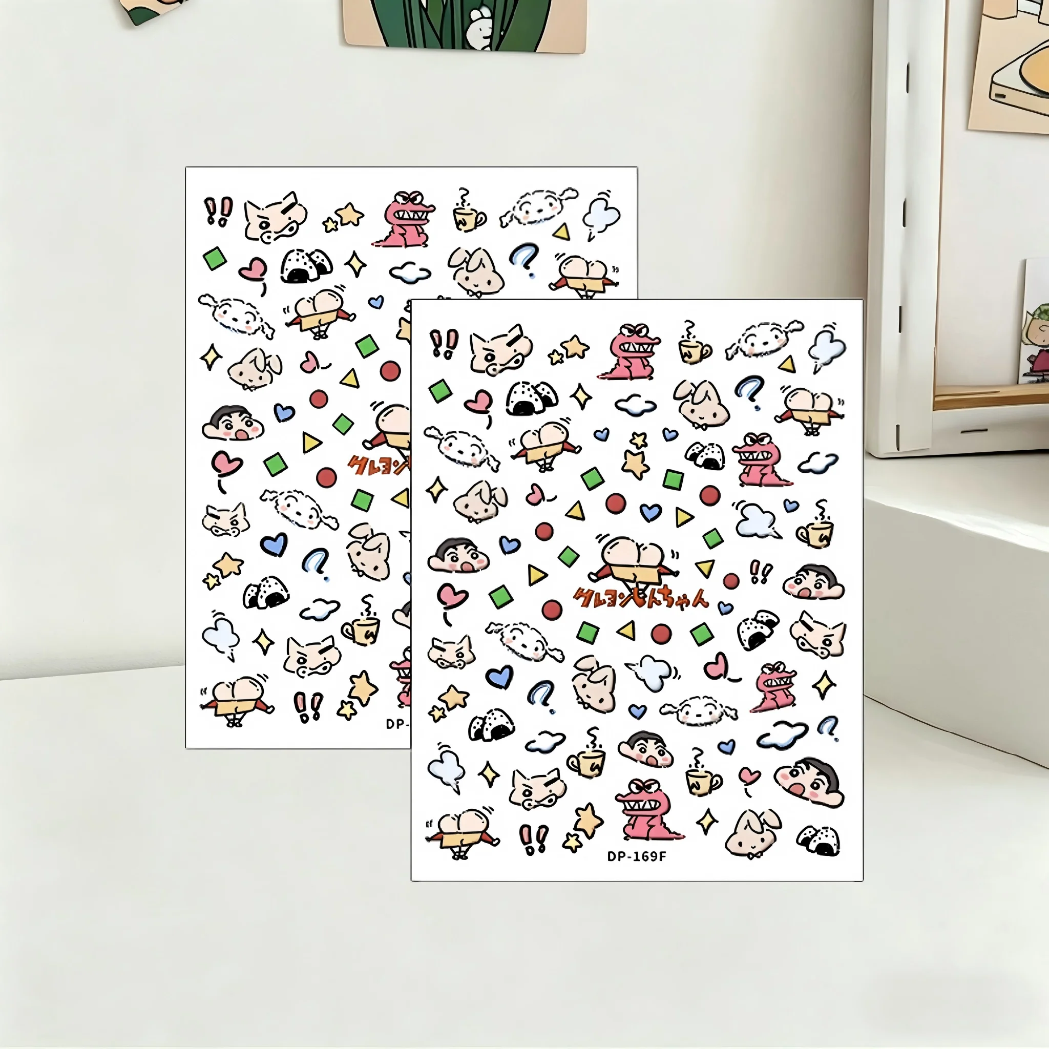 Ins style Japanese Style Crayon Shin-chan Nail Stickers Cute Cartoon Decals Self Adhesive Nail Art for Kawaii Look Stickers