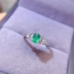 Natural Emerald 925 Sterling Silver New Adjustable Gemstone 4x6mm Ring Support Test Luxury Beauty for Summer Wear
