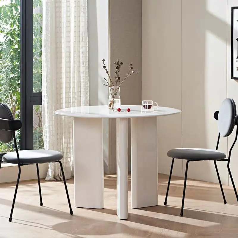 طاولة طعام بتصميم عصري مع سطح مستدير قوي وأرجل قوية، مناسبة للاستخدام المنزلي أو المكتبي #6