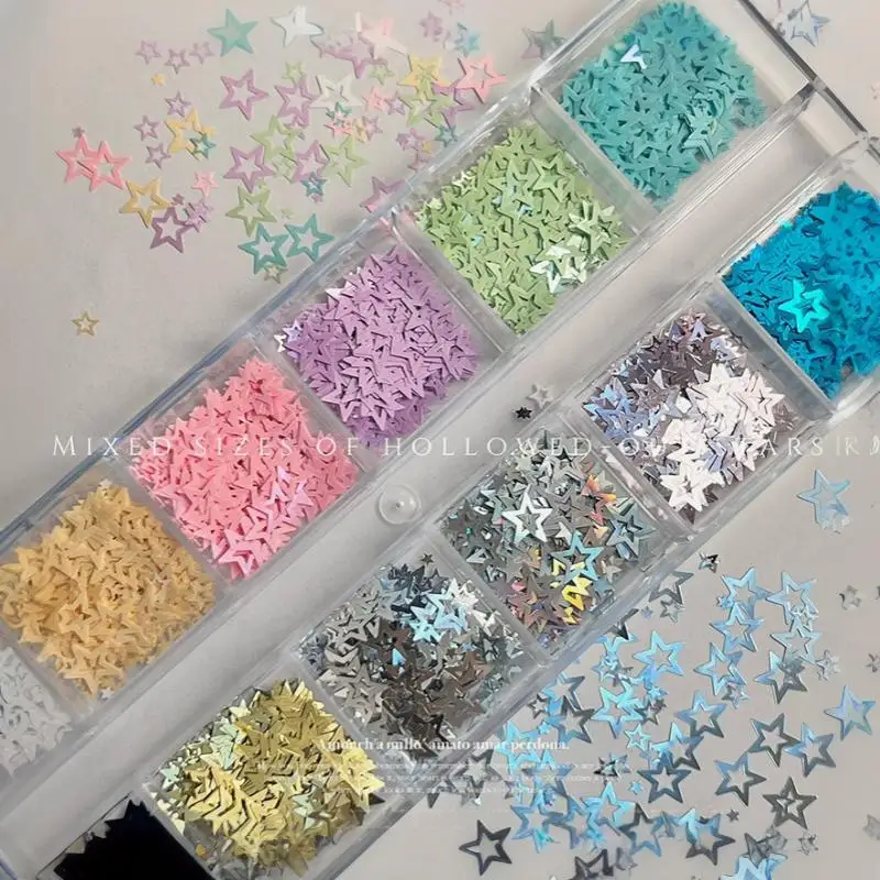 1 Set DIY-Maniküre-Zubehör, bunte Stern-Nagelglitter, laserholographische Pailletten, ungiftig, für Kinder und Erwachsene
