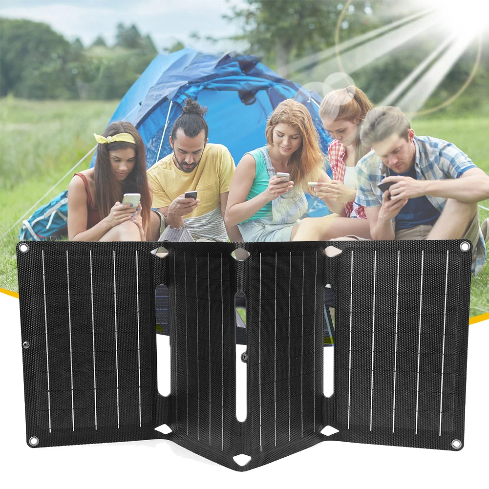 BUHESHUI 60W ETFE Bảng Điều Khiển Năng Lượng Mặt Trời + Tặng Đôi USB5V & 12V DC Đầu Ra Sạc Pin Sạc Di Động Năng Lượng Mặt Trời chống Thấm Nước