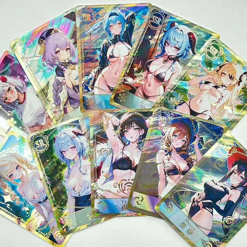 

Genshin Impact Sexy Bikini Loli Swimsuit Card 55pcs Not Repeating Charming Sexy Goddess Story ACG Sexy Anime Pornography Card