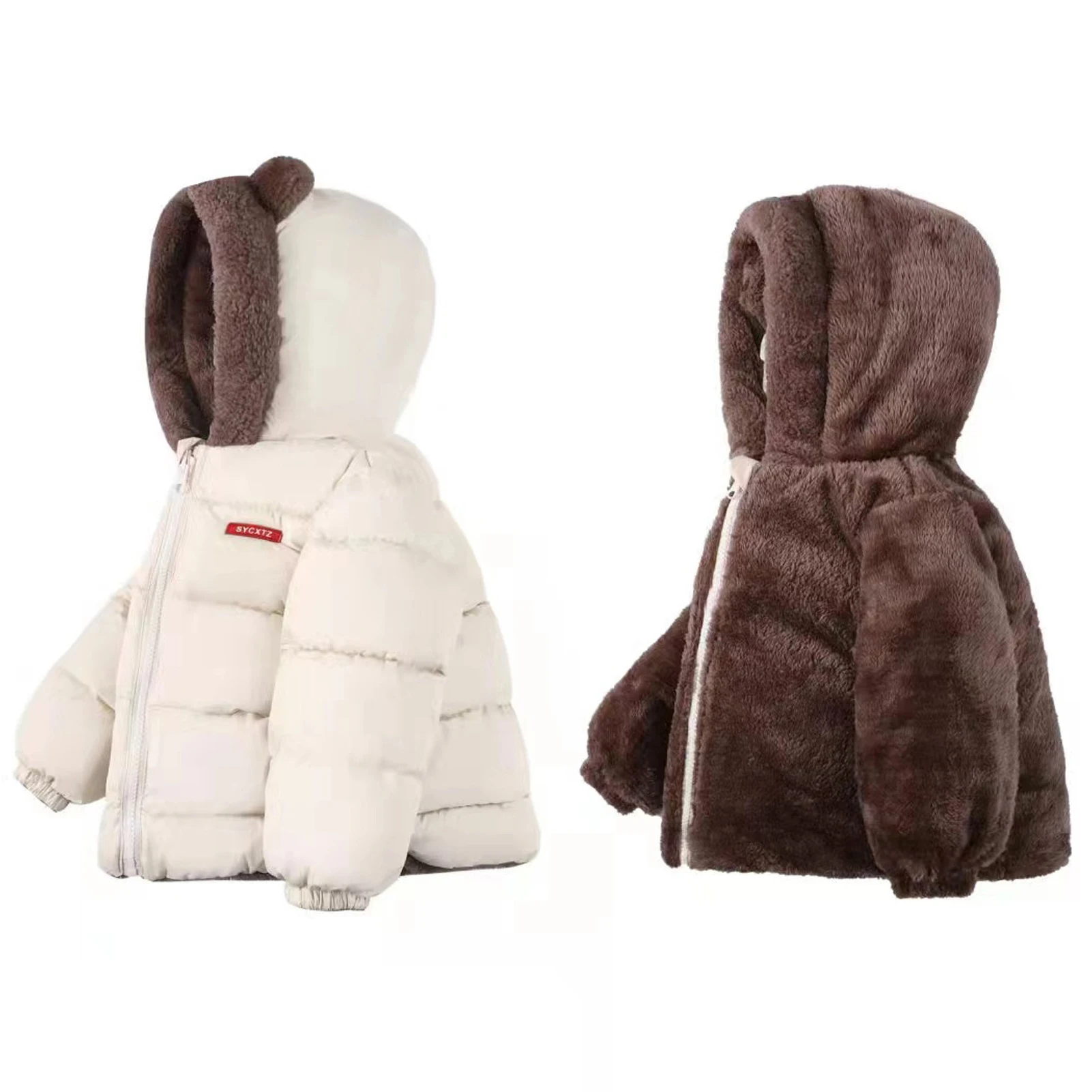 

Boys' Winter Jacket,Girls Fleece Puffer Coat with Ear Hood,Toddler Kids Warm Down Cotton Jacket,Children's Quilted Outerwear