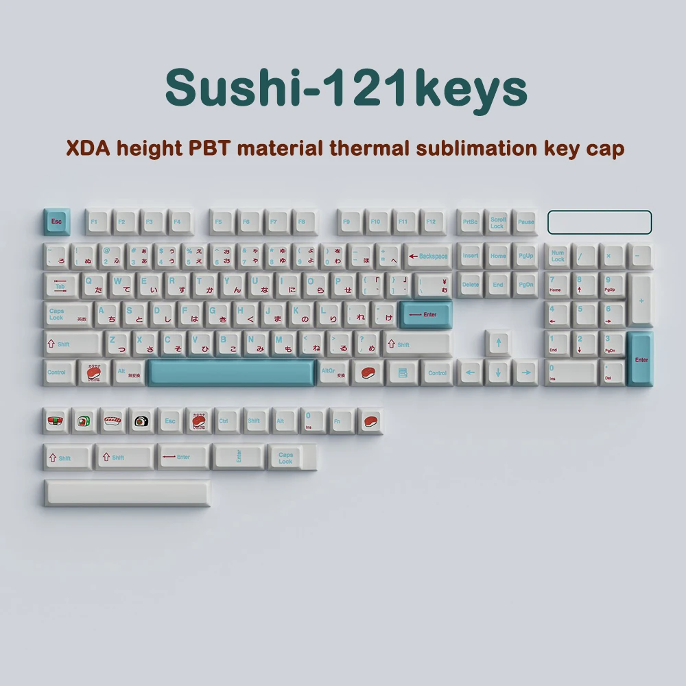 

121 keys Sushi PBT Keycaps XDA Custom Japanese Anime Key Caps Set for Mechanical Keyboard Gaming 61 gk61 Cherry MX Switch Keycap