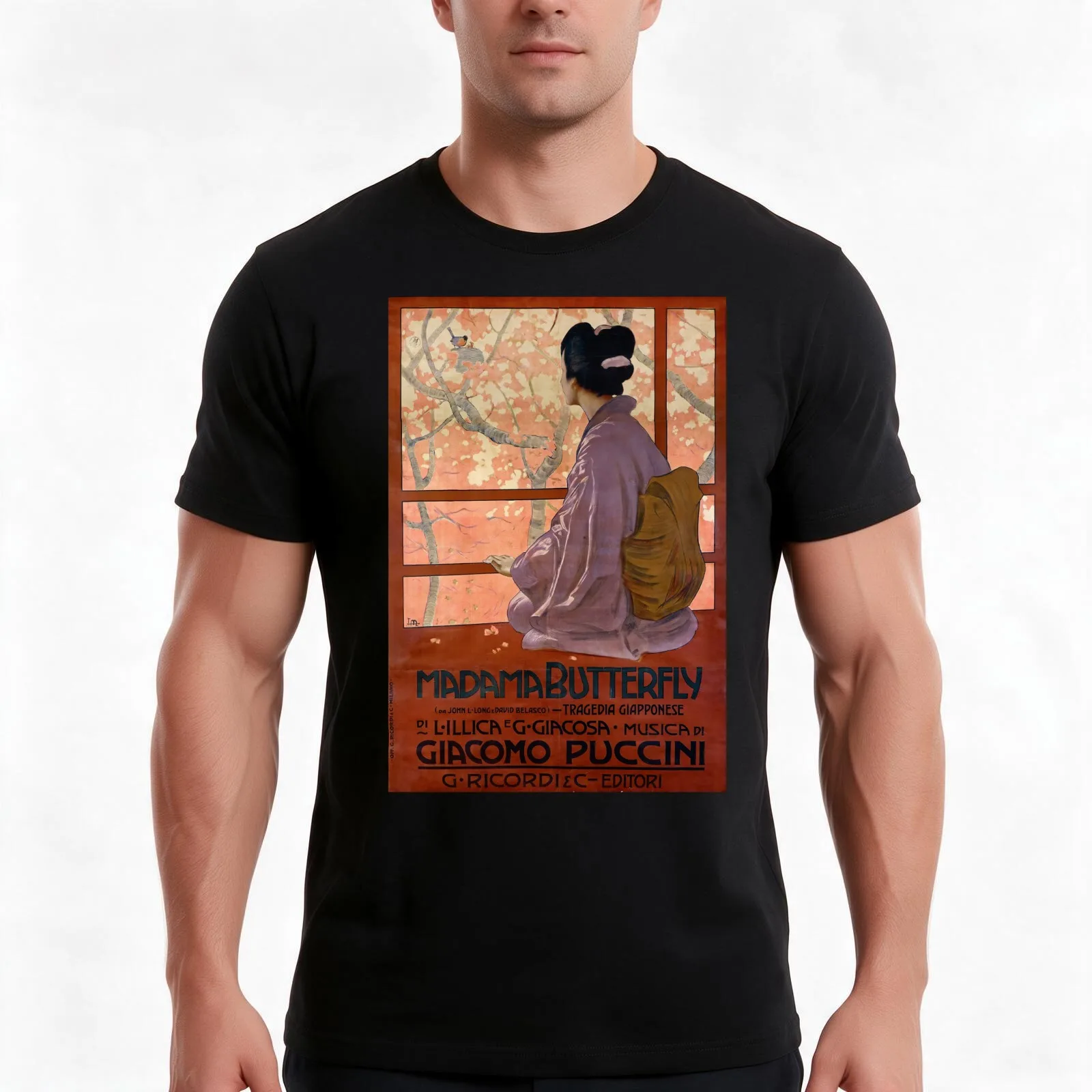 Vintage poster. Opera Madama Butterfly. T-Shirt Summer Casual Cotton Tee Oversized Streetwear Tops Vintage Graphic Print