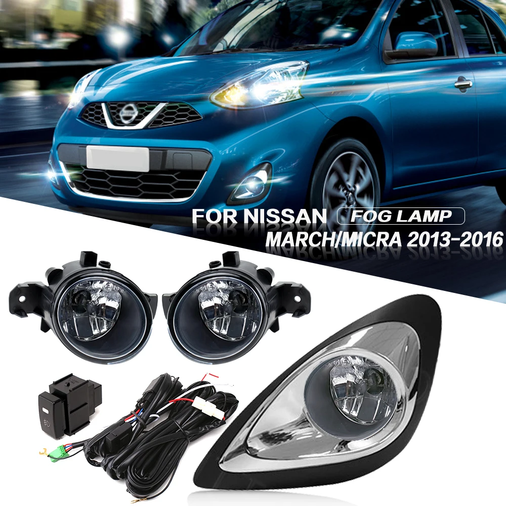 

DLAA Front Bumper Fog Lamp Upgrade Kit Nissan MARCH/MICRA 2013 2014 2015 2016 Version Additional Foglight Set Switch + Wiring
