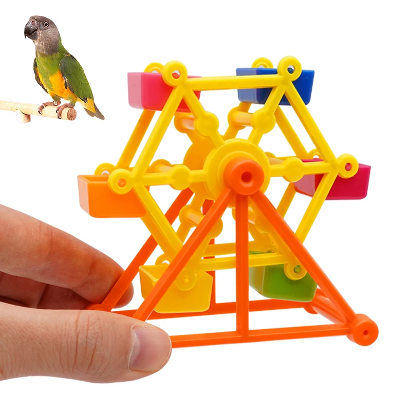 Creative Bird Foraging Toys Parrot Feeder Rotate Training Toys Intelligence Growth Cage Colorful Pecking Windmill Toy