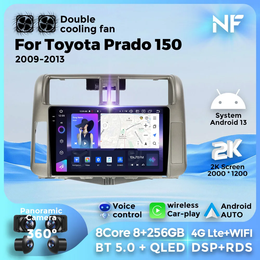 

Carplay AUTO For Toyota Land Cruiser Prado 150 2009-2013（AB) Android 13 Multimedia Video Player 4G WIFI Car Radio GPS Navigation
