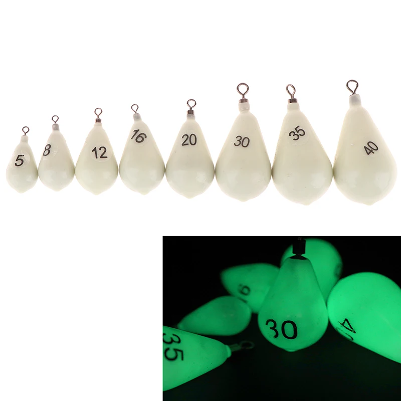 1Pc 30g-150g Luminous Fishing Sinker Fishing Lead Weights Assorted Water Drop Shape Casting For Catfish Rig Surf Fishing