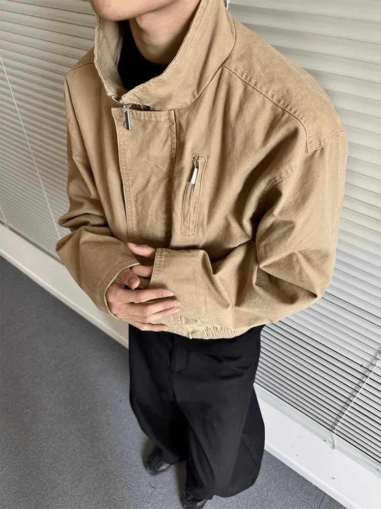 

Khaki American Sle Pilot Jaet Men's ort Boxy ape Workwear Coat Waterproof Polyester Spring Youth Faion Loose Fit