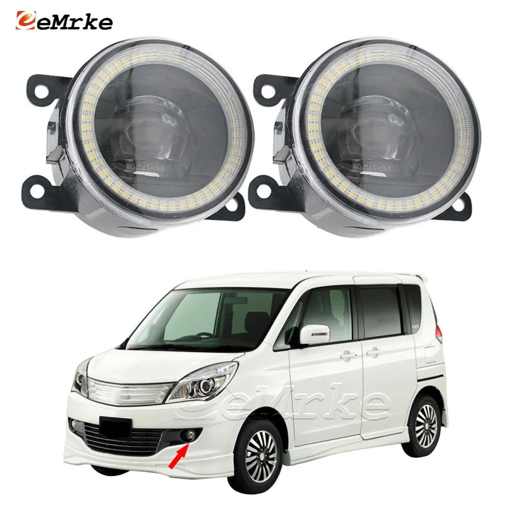 

2x Car Lights for Mitsubishi Delica D2 MB15S 2011 2012 2013 2014 2015 LED Lens Car Fog Light Angel Eyes DRL Daytime Running Lamp