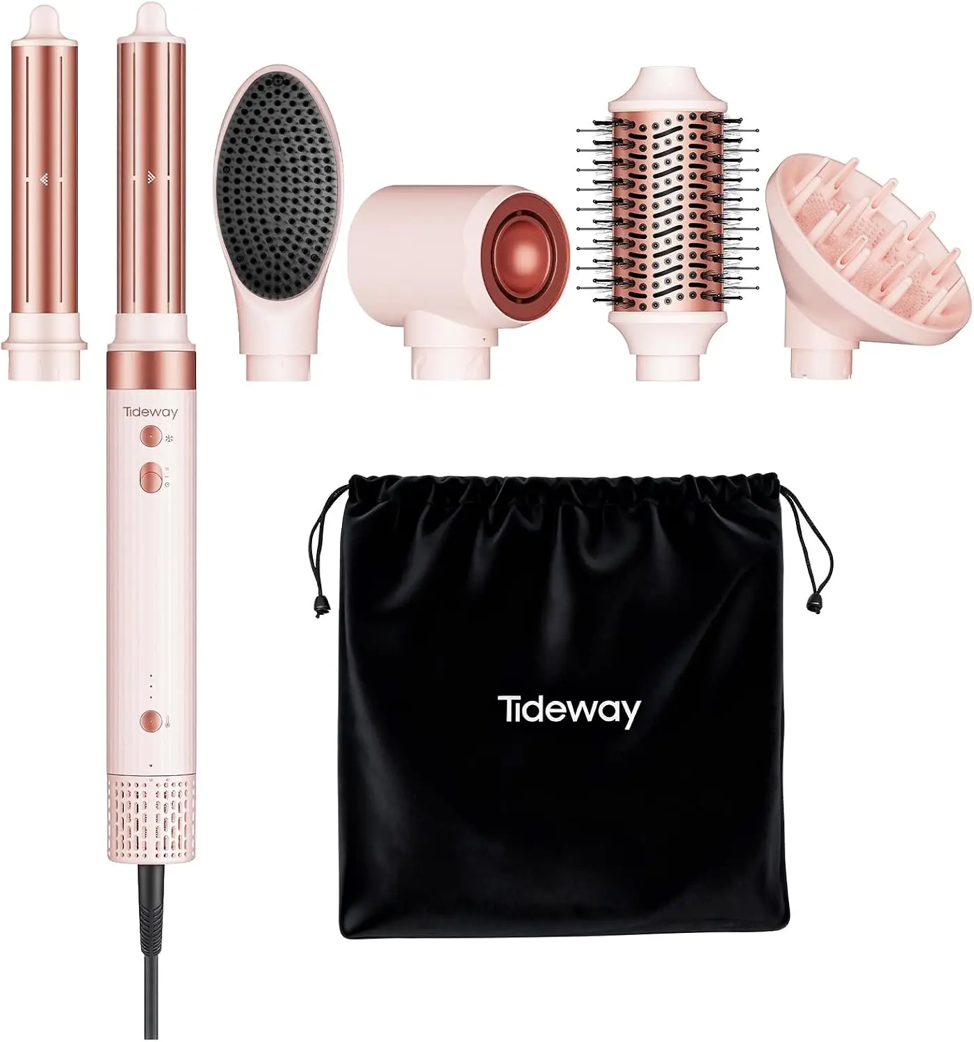 6-in-1 Dual Voltage Hair Dryer with Auto-Wrap Curlers, Multifunctional Hair Styling Tool