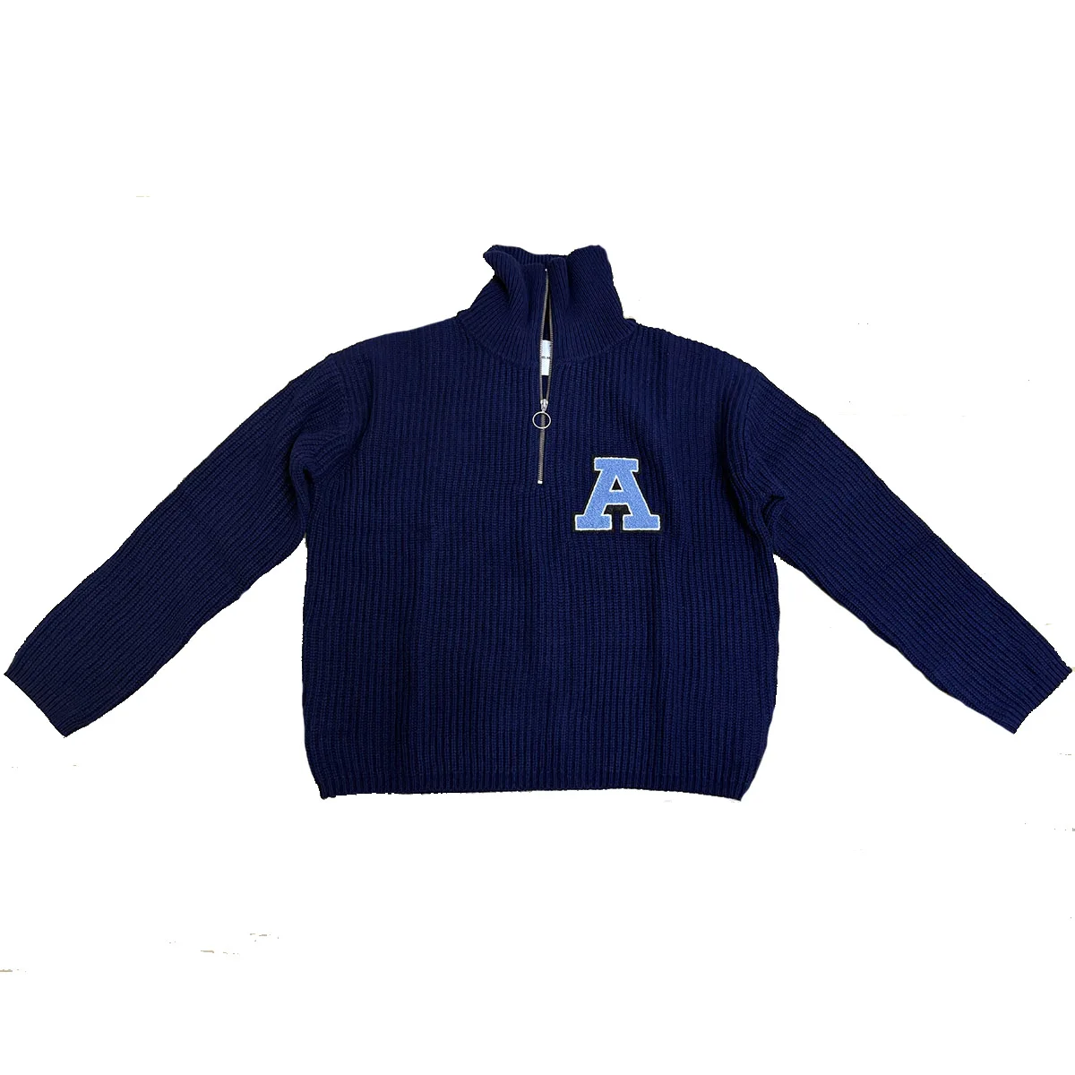 

Export Trade Tail Order AXEL ARI Style Spring And Autumn Wool Knitted Long Sleeved Half Open Chest YKK Zipper Sweater