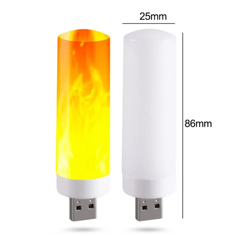 1pc Mini Portable Simulation Retro Indoor Atmosphere Lighting Night Light USB Plug Flame Lamp Computer Mobile Power Charging