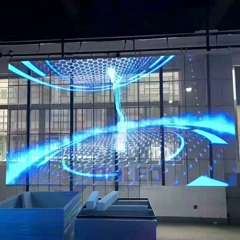 Indoor/Outdoor P3.9 Transparent Film LED Display Curtain, Event Advertising Mesh LED Screen for Concert Rentals and Video Wall