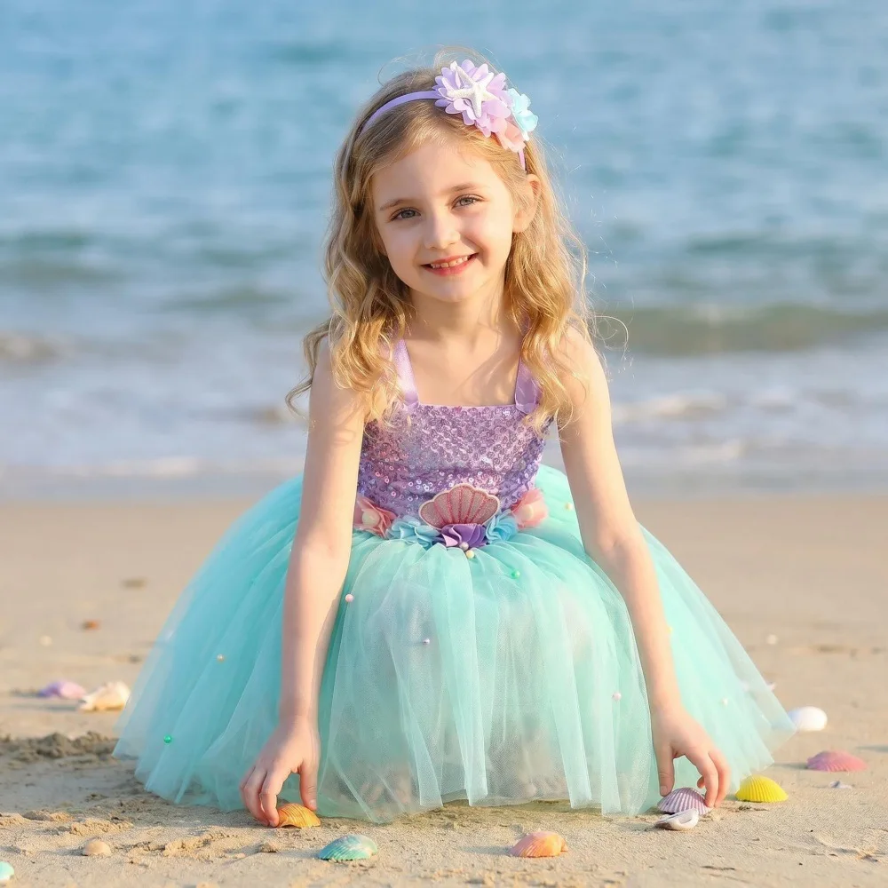 2026 New Purple Princess Tutu Dress Summer Beach Party Birthday Formal Attire Stage Performance Flowy Lightweight Mesh Outfit