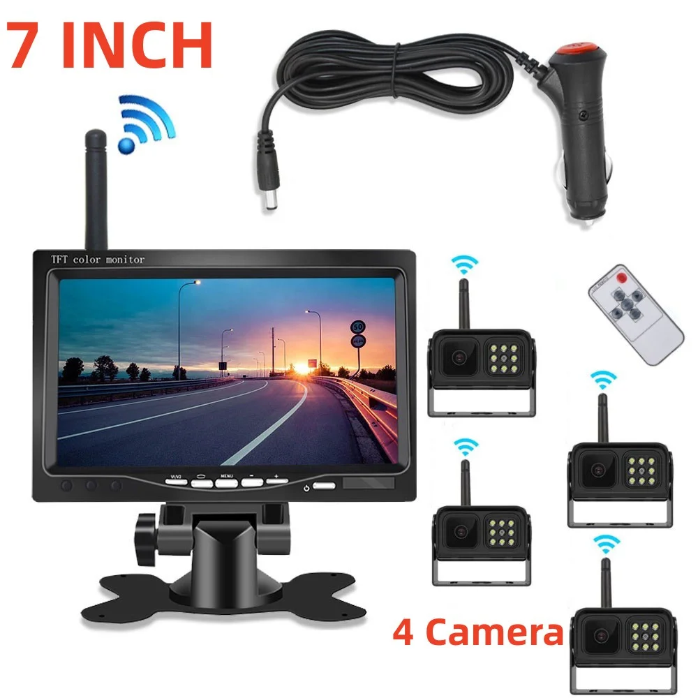 

HD Wireless 7 Inch Car Monitor Rear View Backup Camera Kit For Truck Bus RV Trailer Night Vision Reverse Kit Auto Parking