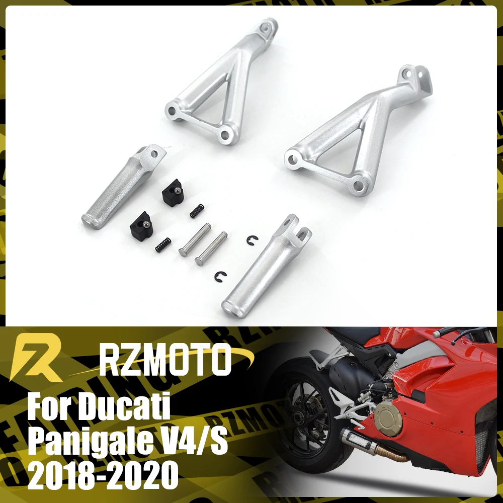 Rear Foot Rests Pedal Accessories Parts For DUCATI Panigalr V4/S 2018-2020 2019 Motorcycle Folding Bracket Assembly Kit Silver